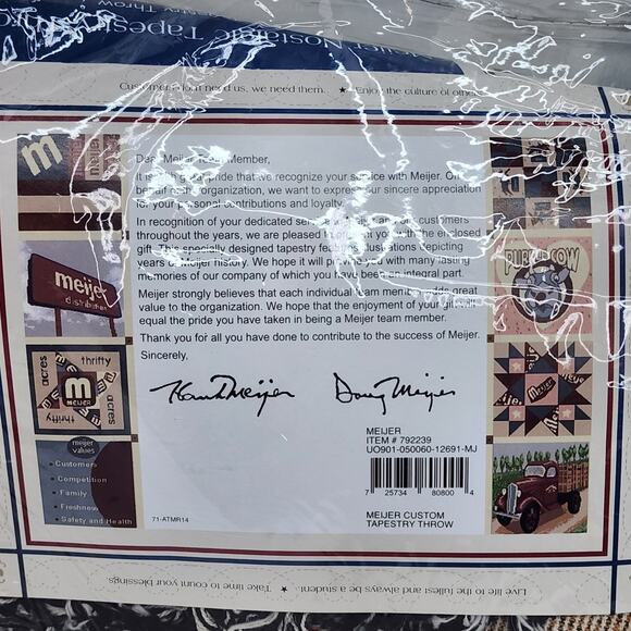 New Meijer Grocery Store Retirement Cotton Throw Blanket Tapestry 60x52 - Picture 5 of 6